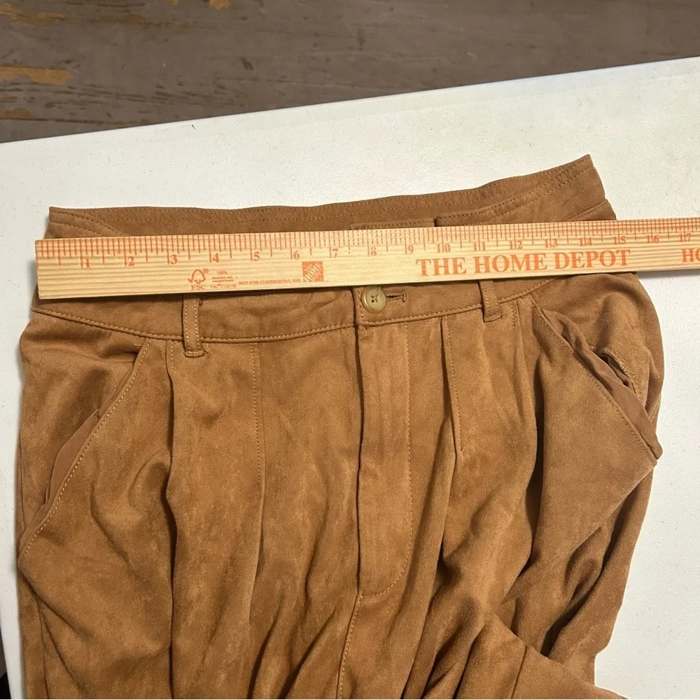 Free People Nightfall Vegan Suede Pants Camel Brown Size 10 M2